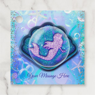 Seashell Fit for a Mermaid Glitter Birthday Party Favour Tags