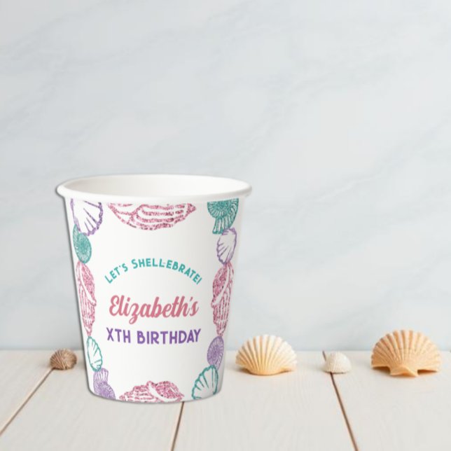 Seashell Girls Birthday Paper Cups (Creator Uploaded)