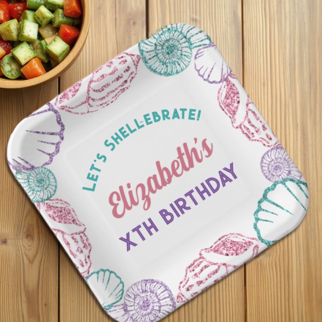 Seashell Girls Birthday Paper Plate (Creator Uploaded)