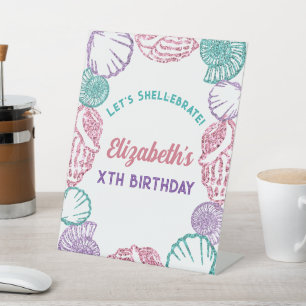 Seashell Girls Birthday Pedestal Sign