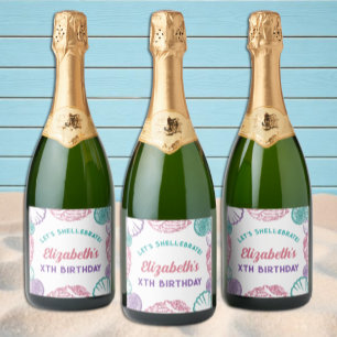 Seashell Girls Birthday Sparkling Wine Label