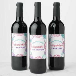 Seashell Girls Birthday Wine Label