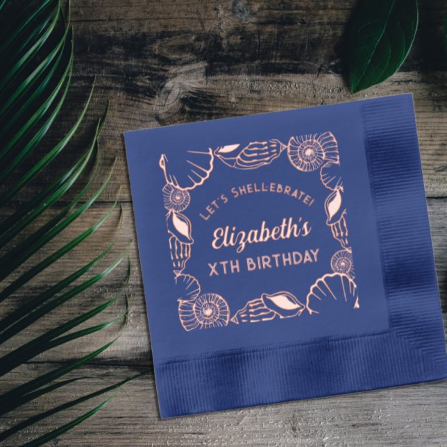 Seashell Girly Birthday Foil Napkins (Creator Uploaded)
