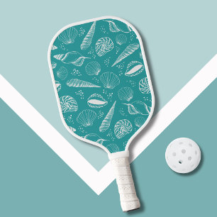 Seashell green pattern pickleball paddle