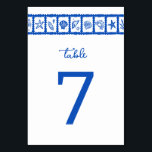 Seashell Grid Beach Wedding Blue White CUSTOM  Table Number<br><div class="desc">Perfect cute table number card for a fun wedding! Hand made art for you! Perfect for a wedding, seaside bridal shower, bachelorette party, engagement party, or birthday. FULLY CUSTOMIZABLE! Click on “Personalise” above to edit the text. Click "edit using design tool" to adjust the fonts, colours and placements and to...</div>
