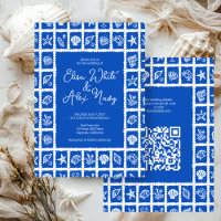 Seashell Grid Beach Wedding CUSTOM QR Code