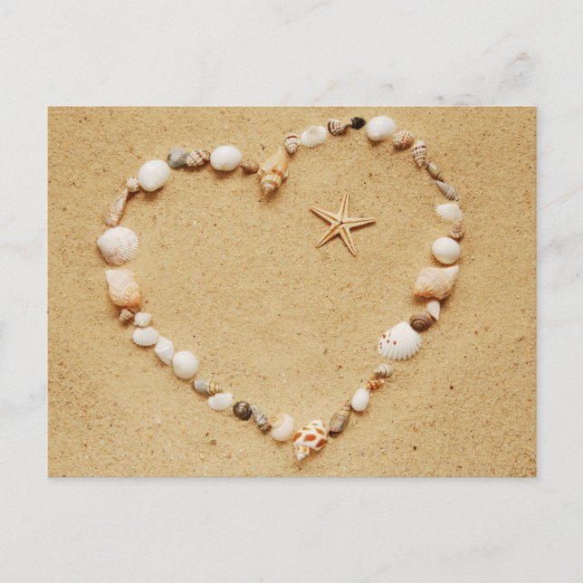 Seashell Heart with Starfish Postcard (Front)