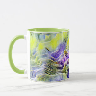 Seashell in sea blue purple watercolor painting mug