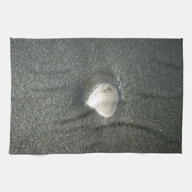 Seashell in the Sand: A Salty Souvenir Tea Towel (Horizontal)