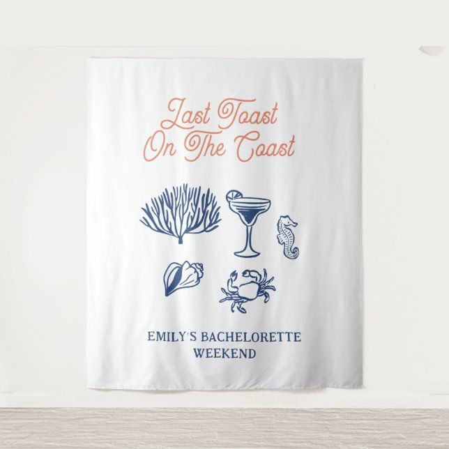 Seashell Last toast coast Bachelorette Weekend Tapestry (Front)