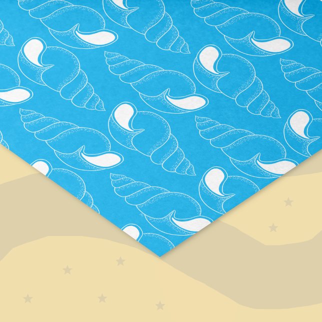 Seashell Line Art Pattern Light Blue Tissue Paper (Seashell line art pattern light blue tissue paper .)