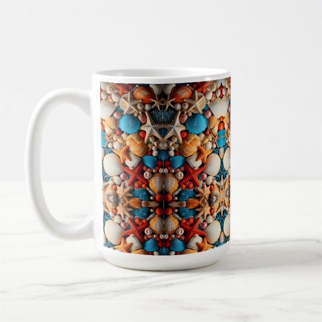 Seashell Mosaic Sherpa Throw Coffee Mug (Left)