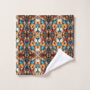 Seashell Mosaic Sherpa Throw Wash Cloth