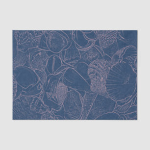 Seashell Ocean Beach Blue Sketch Tissue Paper