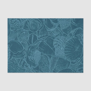 Seashell Ocean Beach Dusty Blue Sketch Art Tissue Paper