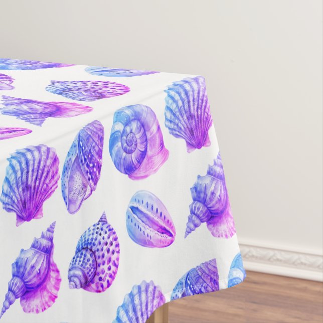Seashell Ocean Nautical Pattern Tablecloth (In Situ)