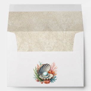 Seashell & Ocean Theme Little Pearl Baby Shower Envelope