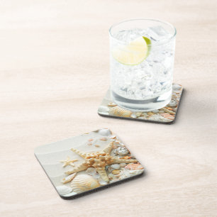 Seashell on the beach coaster