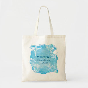 Seashell on Watercolor Canvas Bag