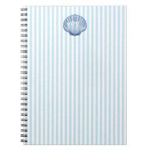 Seashell Painting Nautical Blue Stripe Preppy Notebook