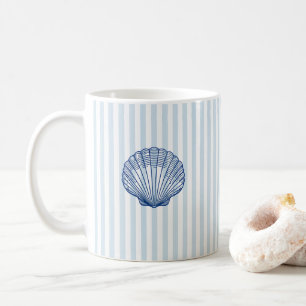 Seashell Painting Nautical Stripe Coffee Mug