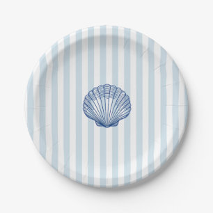 Seashell Painting Nautical Stripe Paper Plate
