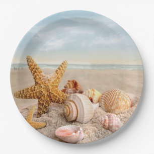 Seashell party paper plates