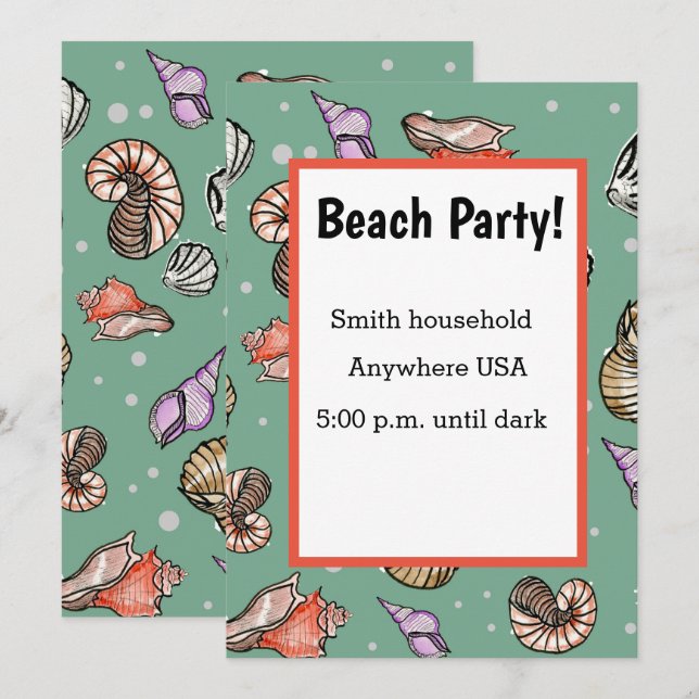 Seashell Pattern Invitation (Front/Back)