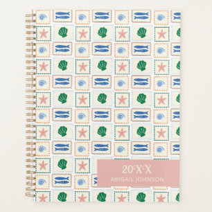 Seashell Pattern Personalised Modern Boho Planner
