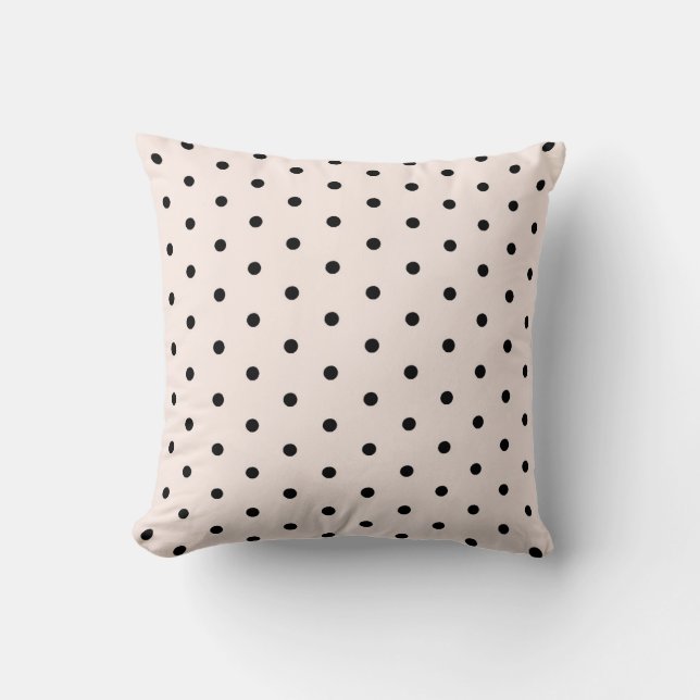 Seashell Peach Whimsical Black Polka Dot Cushion (Front)