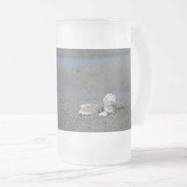 Seashell Pile Frosted Glass Beer Mug (Front Right)