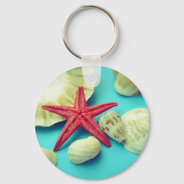 seashell print key ring (Front)