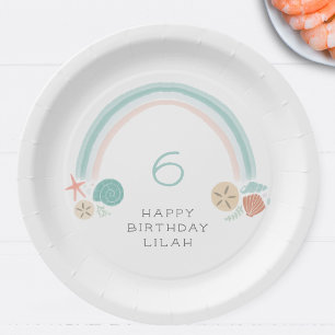 Seashell Rainbow Nautical Birthday Party Paper Plate