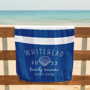 Seashell Royal Aqua Blue Monogram Beach Towel