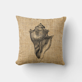 Seashell Rustic Burlap Custom Accent Pillows