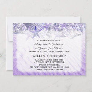 Seashell sand beach wedding invites seashell1