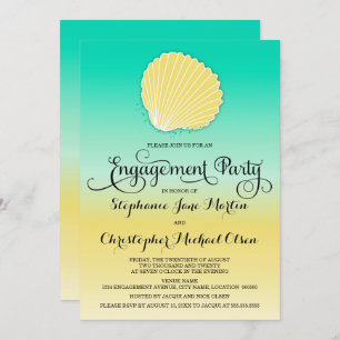 Seashell Sand & Sea Colour Ombre Engagement Party Invitation