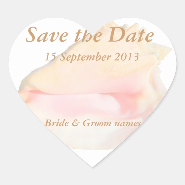 Seashell Save the Date Heart Sticker (Front)