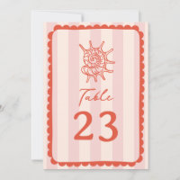 Seashell Scalloped Pink Stripe Wedding