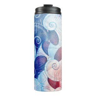 Seashell Scene Pattern Thermal Tumbler