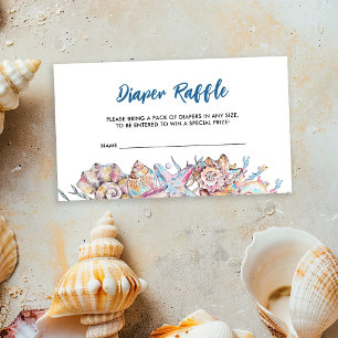 Seashell Sea You Soon Baby Shower Diaper Raffle Enclosure Card
