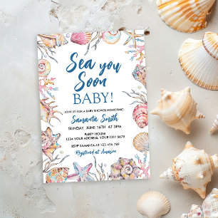 Seashell Sea You Soon Baby Shower Invitation