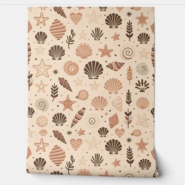 Seashell Seamless Pattern Wallpaper (Unrolling)
