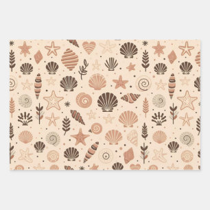 Seashell Seamless Pattern Wrapping Paper Sheet
