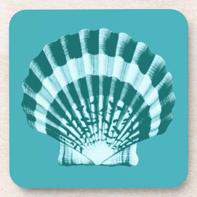 Seashell - Shades of teal blue Coaster (Front)