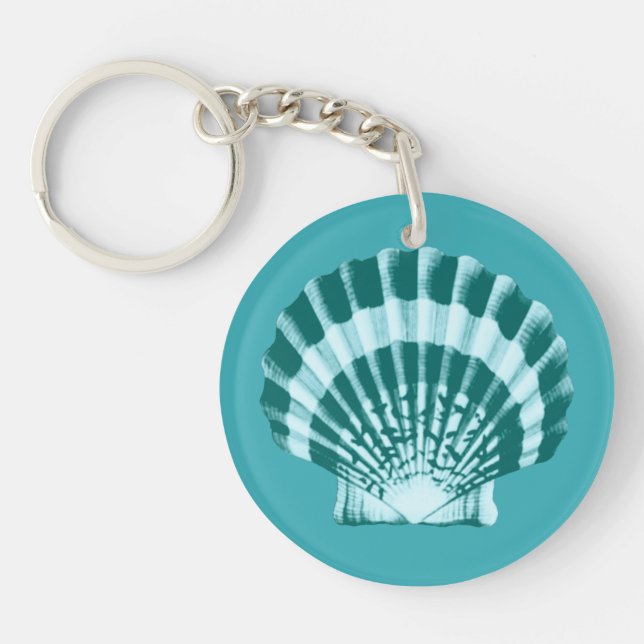 Seashell - Shades of teal blue Key Ring (Front)