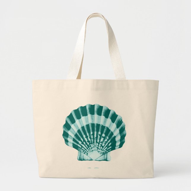 Seashell - Shades of teal blue Large Tote Bag (Front)