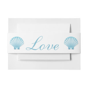 Seashell Shell Beach Nautical Elegant Blue Wedding Invitation Belly Band