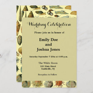 Seashell Shell Mollusk Clam Elegant Classic Art Invitation