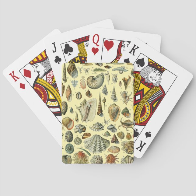 Seashell Shell Mollusk Clam Elegant Classic Art Playing Cards (Back)